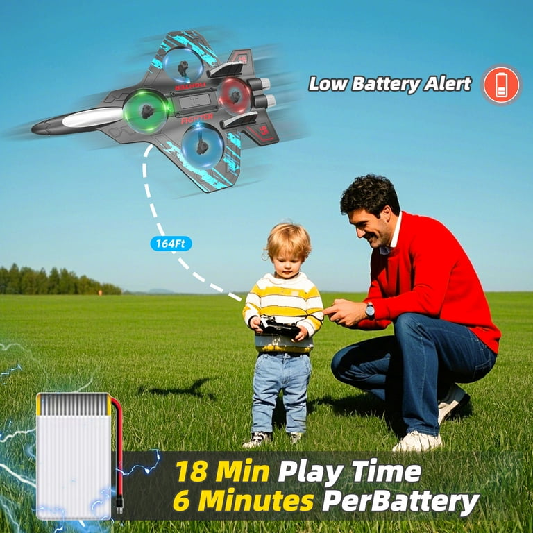 LED RC Fighter Jet Plane – Rechargeable & Remote Control